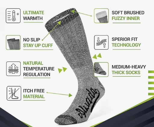 3 Pairs of Merino Wool Hiking Socks - Thermal Warm Crew Socks for Winter Boots for Men & Women - Rando Lover