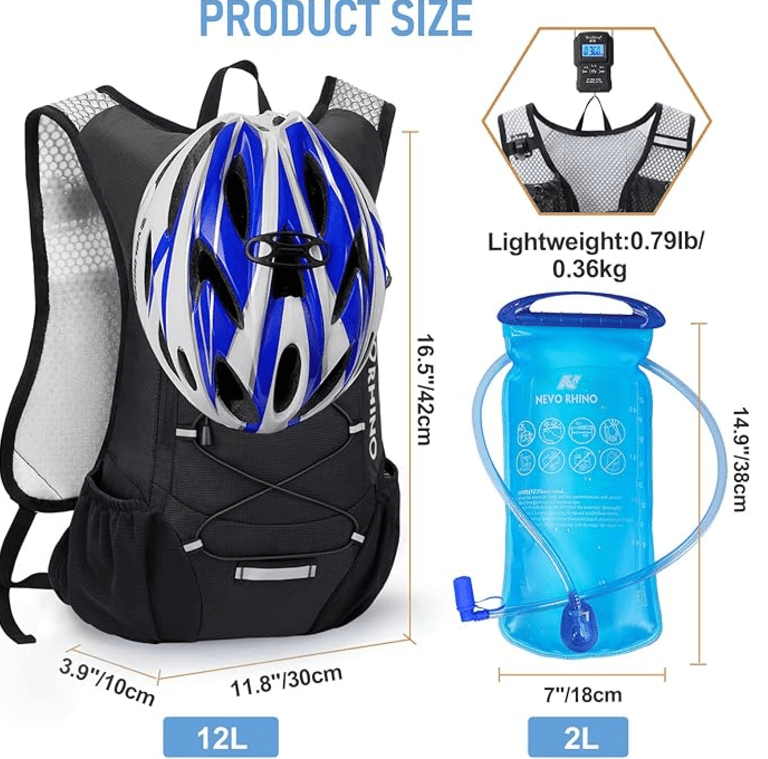 Lightweight Hydration Pack, Running Backpack with 2L Water Reservoir, Hydro Daypack for Cycling, Hiking, and Raving for Men and Women - Rando Lover