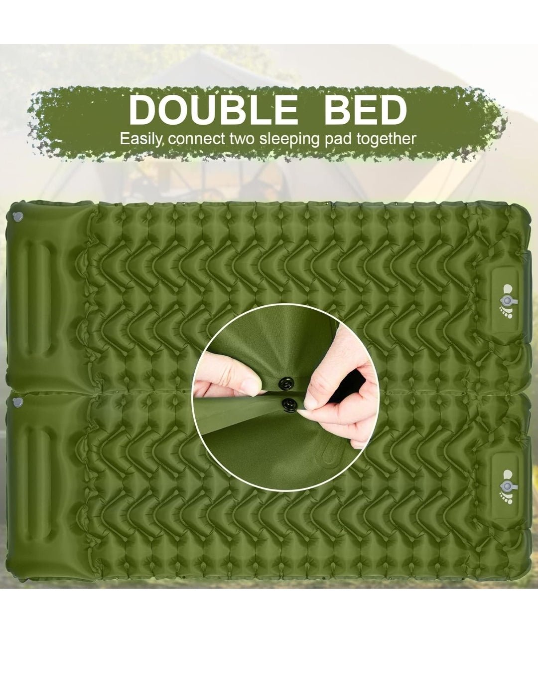 Ultralight Inflatable Sleeping Pad with Built - in Pump, Perfect for Camping and Hiking. Compact and lightweight air mattress in green, includes a carry bag and repair kit for convenience - Rando Lover